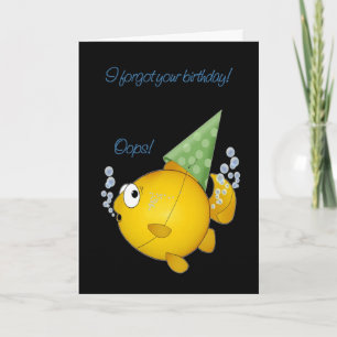 Carte Poisson d'anniversaire tardif