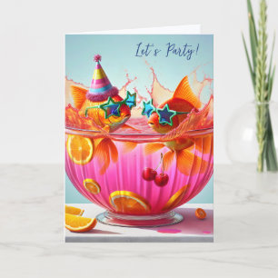 Carte Poisson d'or dans un bol de punch d'anniversaire