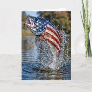 Carte Poisson drapeau américain d'anniversaire