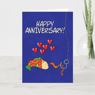 Carte Poisson et appât humoristique de joyeux anniversai