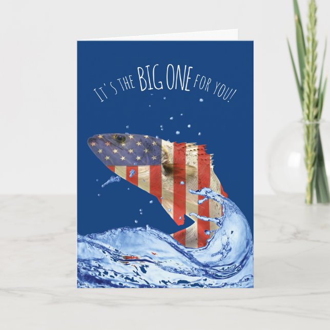 Carte poisson grand drapeau pour anniversaire (Devant)