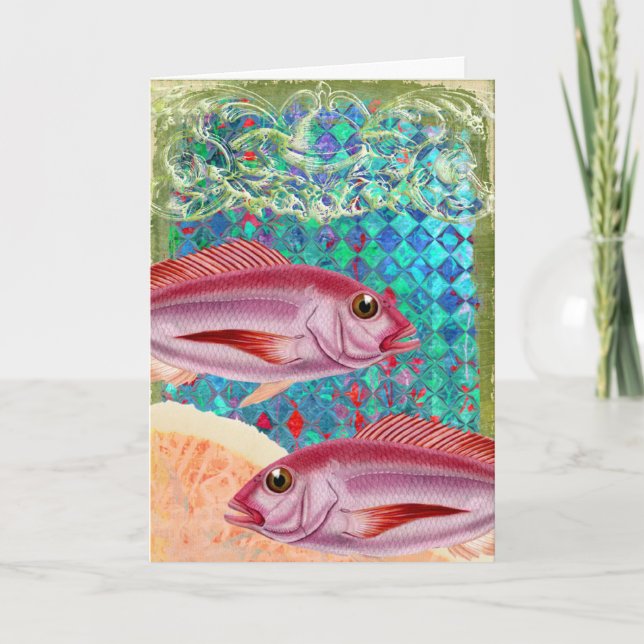 Carte Poisson rose, Fête des pères (Devant)