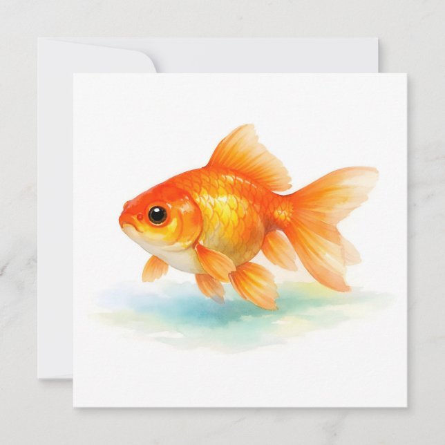 Carte Poisson rouge aquarelle  (Devant)