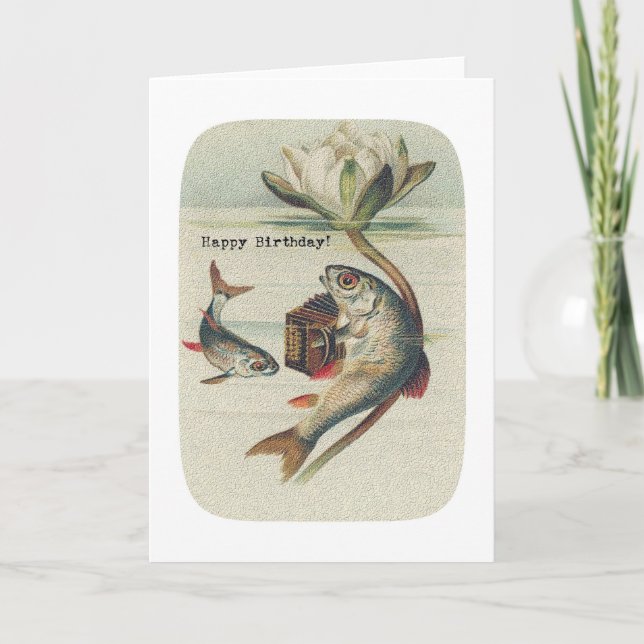 Carte Poisson vintage, Anniversaire (Devant)