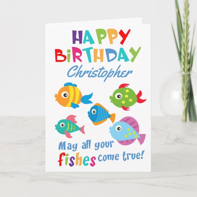 Carte Poissons amusants Anniversaire personnalisé (Devant)