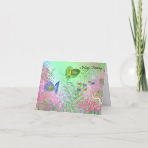 Carte Poissons colorés Voeux d'anniversaire