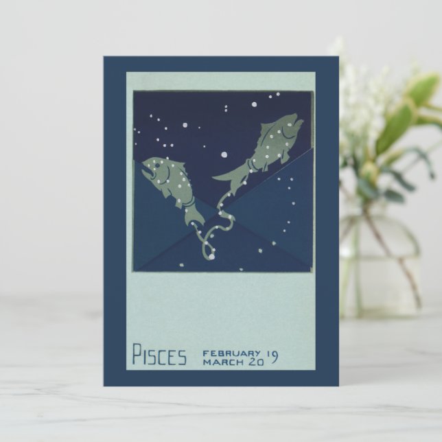 Carte Poissons Constellation Zodiaque Vintage Astrologie (Debout devant)