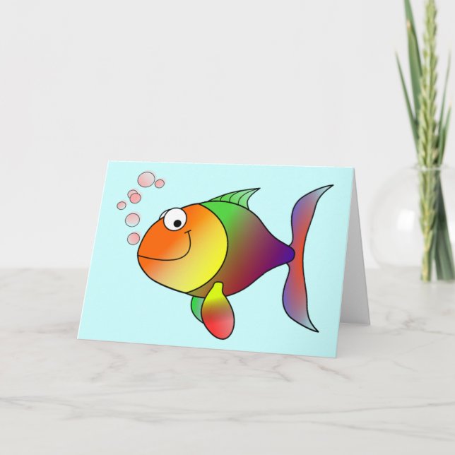 Carte Poissons drôles mignons - colorés (Devant)
