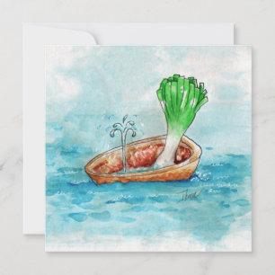 Carte Poitrine dans un bateau avec fuite amusante Pun pl