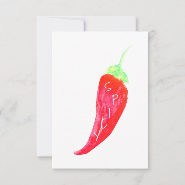Carte Poivrons d'aquarelle peints à la main de chili rou (Devant)