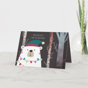 Carte Polar Bear Christmas Holidays Modern Personalized