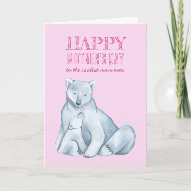 Carte Polar Bear Maman mignonne Bonne fête des mères (Devant)
