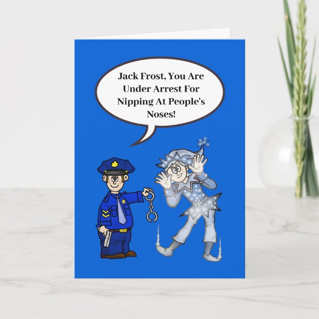 Carte Police et Jack Frost Funny Christmas Card (Devant)