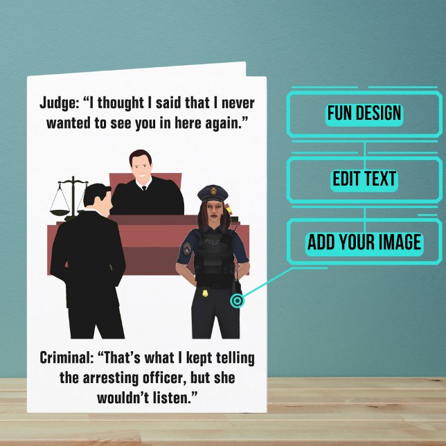 Carte Police Féminine Agente Amusante Anniversaire (Looking for the perfect card for that brave police woman friend of yours.)