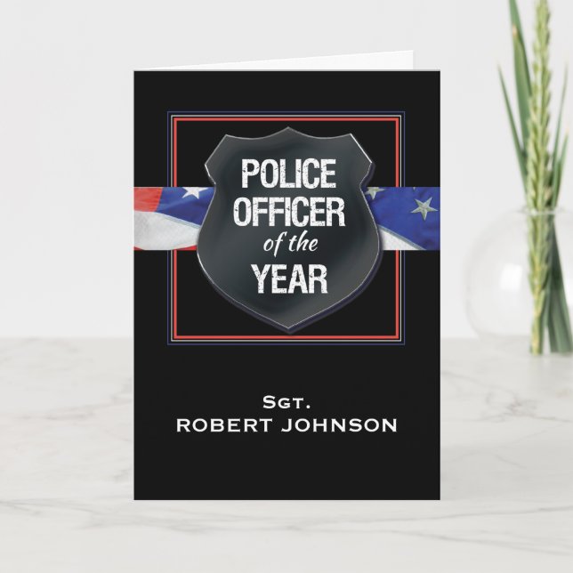 Carte Police Officier de l'année Félicitations Nom perso (Devant)