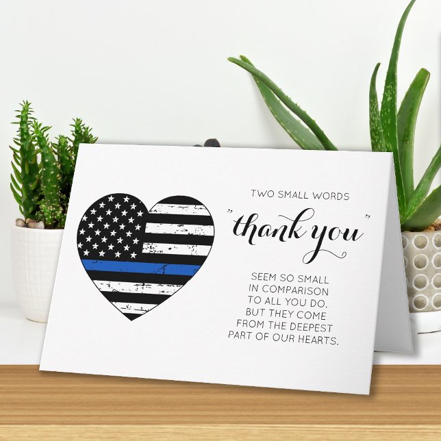 Carte Police Personnalisée Ligne Bleue Mince Merci Drape (Créateur téléchargé)