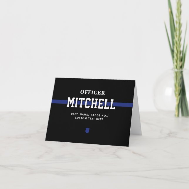 Carte Policier personnalisé Ligne Bleue Mince (Devant)