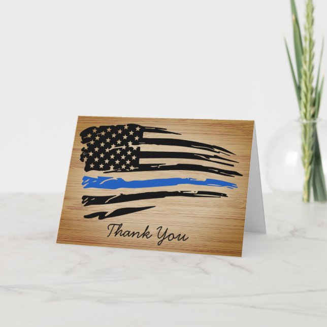 Carte Policier Rustique mince Ligne bleue Merci (Devant)