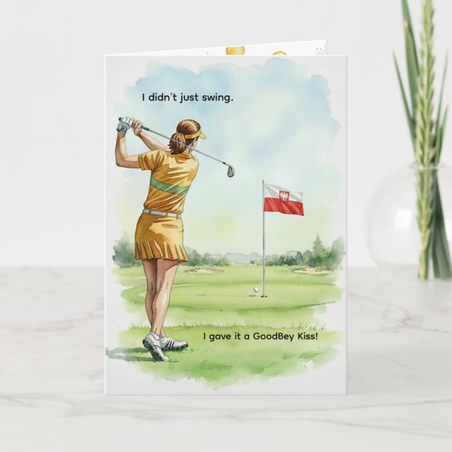 Carte Polish Golfer Birthday Card, Retro Lady, Poland (Devant)