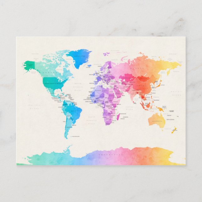 Carte politique de l'aquarelle du monde (Devant)