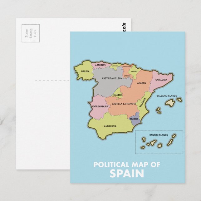 Carte politique de l'Espagne. (Devant / Derrière)