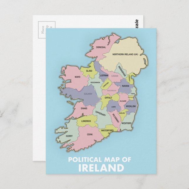 Carte Politique De L'Irlande. (Devant / Derrière)