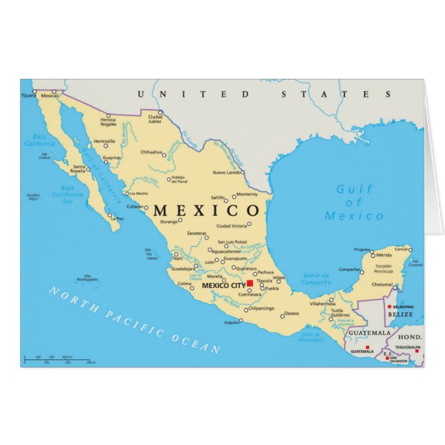 Carte politique du Mexique (Devant horizontal)