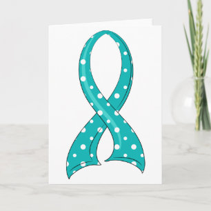 Carte Polka Dot Turquoise Ruban Cancer du col utérin