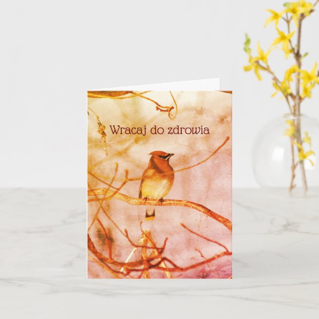 Carte Polonais Obtenir Bien Faune Nature Personnalisée (Fleur jaune)