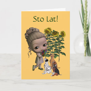 Carte Polonaise Anniversaire Sto Lat Girl Et Chiot