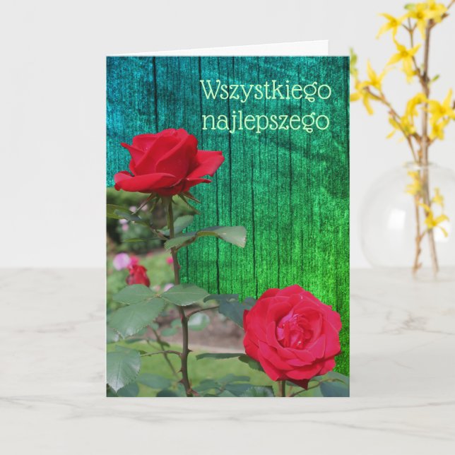 Carte Polonaise Anniversaire Sto Lat Red Roses (Fleur jaune)