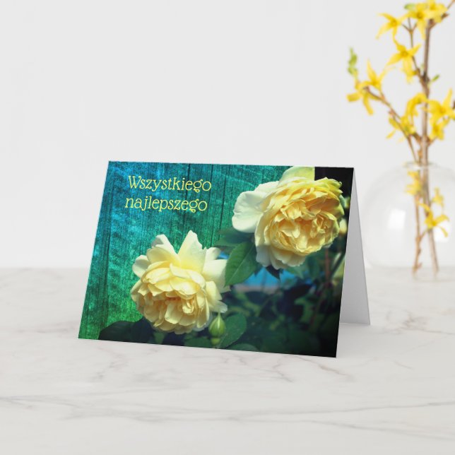 Carte Polonaise Anniversaire Sto Lat Yellow Roses (Fleur jaune)