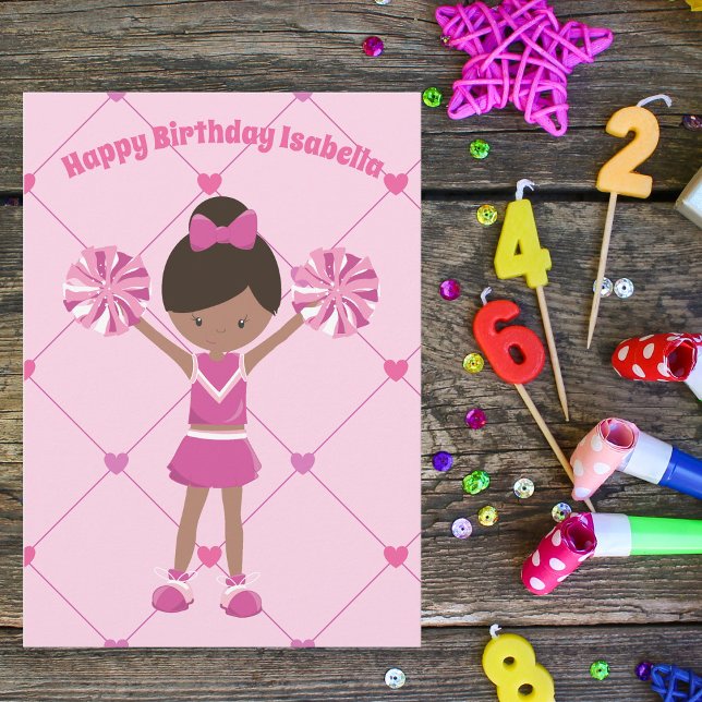 Carte Pom-pom girl afro-américain Custom Birthday Girl (Créateur téléchargé)