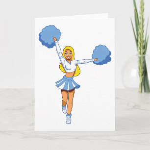 Carte Pom-Pom Girl Bleue de l'Équipe de Cheerleaders