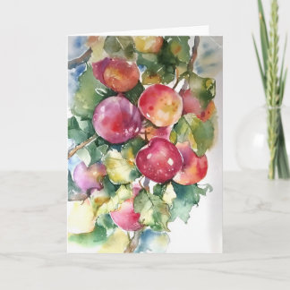 Carte Pommes dans les aquarelles