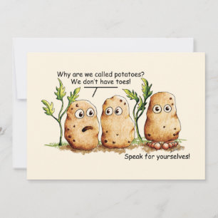 Carte Pommes de terre mignonnes a des orteils amusant Po