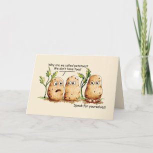 Carte Pommes de terre mignonnes a des orteils amusant Po