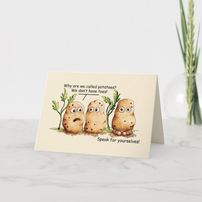 Carte Pommes de terre mignonnes a des orteils amusant Po (Devant)