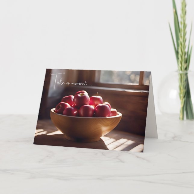 Carte Pommes Rouges Dans Le Bowl En Bois (Devant)