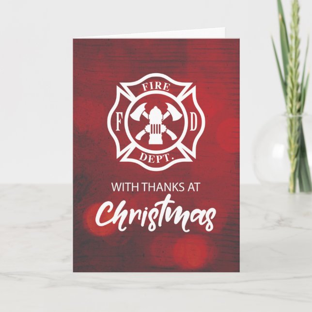 Carte Pompier Bénédiction de Noël Merci Emblème (Devant)