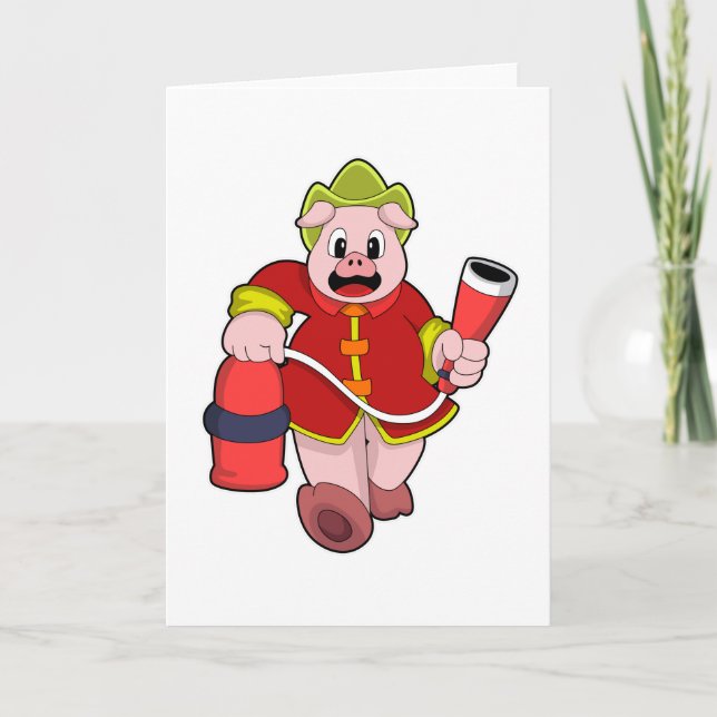 Carte Pompier Porc Extincteur d'incendie (Devant)