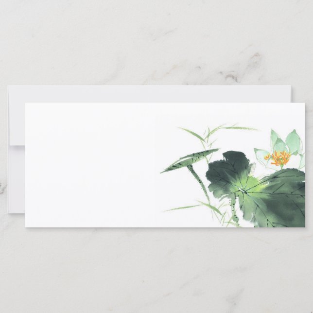 Carte POND LOTUS PAIX l Peinture chinoise pinceau art (Devant)