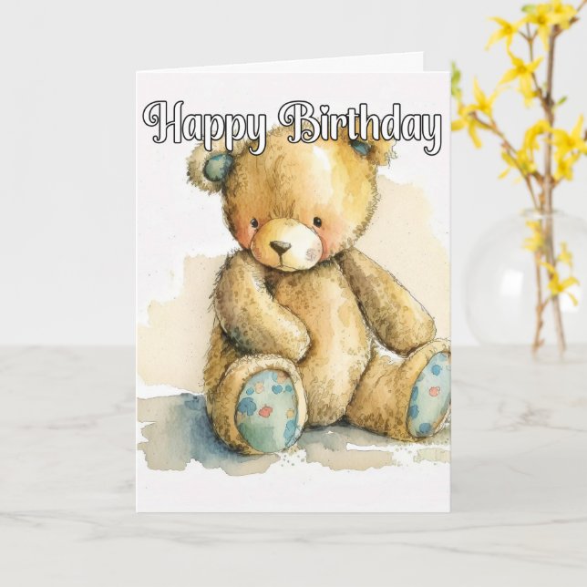 Carte Pondre Petite Ours En Teddy (Fleur jaune)