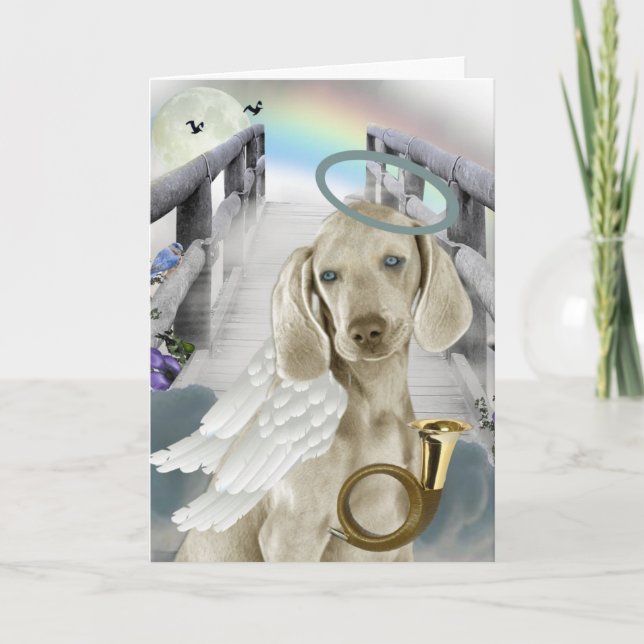Carte Pont Arc-en-ciel ange Weimaraner (Devant)