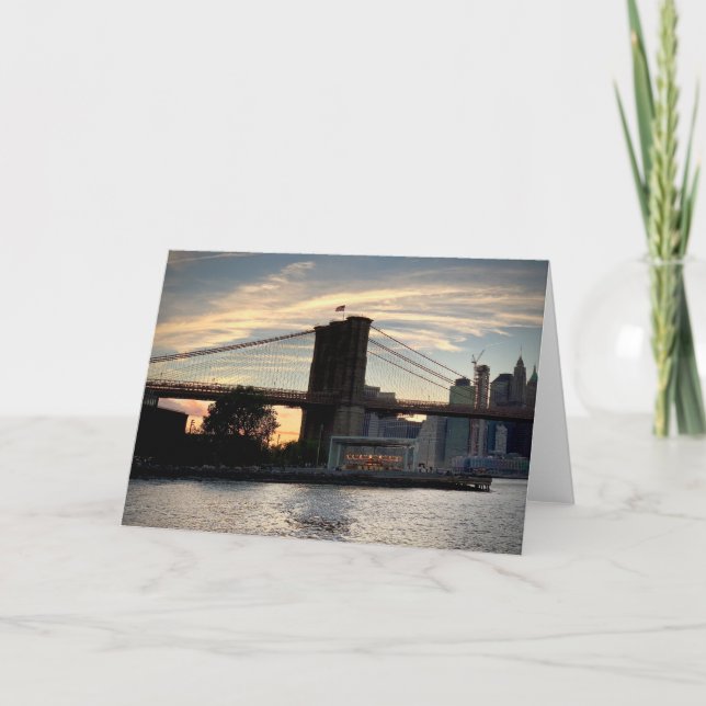 Carte Pont de Brooklyn au coucher du soleil (Devant)