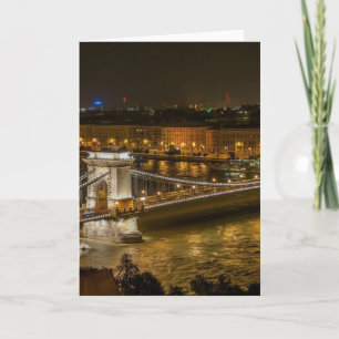 Carte Pont de la chaîne de Budapest la nuit
