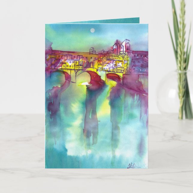 Carte PONTE VECCHIO Florence par aquarelle de nuit (Devant)