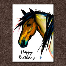 Pony sauvage | Hippocampe aquarelle Joyeux anniver