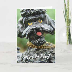 Carte Poodle Antitque Noir, Joyeux Anniversaire !