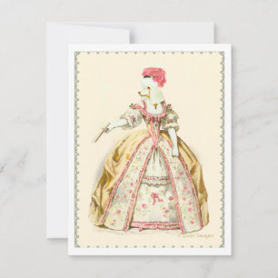 Carte Poodle blanc Marie Antoinette Mode française
